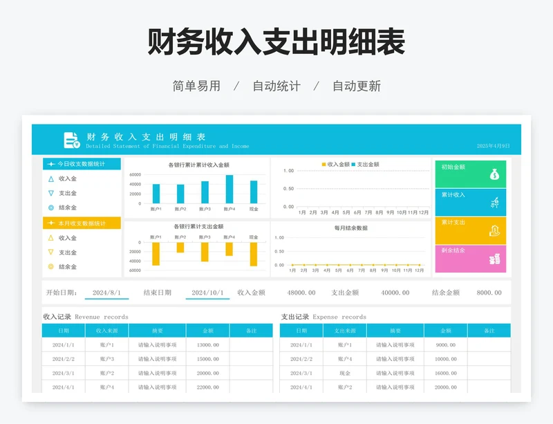 财务收入支出明细表
