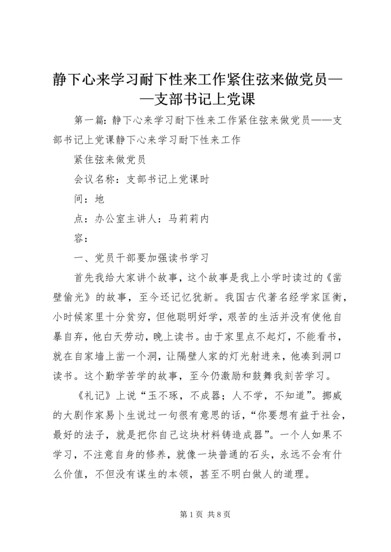 静下心来学习耐下性来工作紧住弦来做党员——支部书记上党课.docx