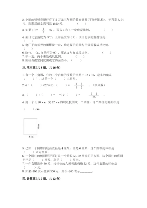 小学六年级下册数学期末卷及参考答案【轻巧夺冠】.docx