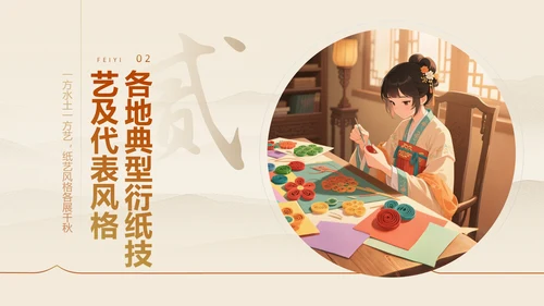 黄色国风非遗衍纸技艺赏析PPT模板