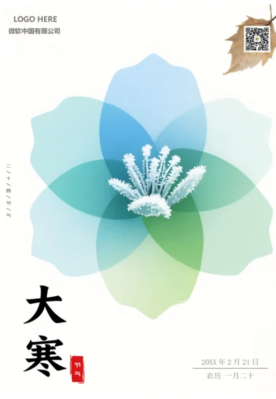 二十四节气大寒海报(冰花)