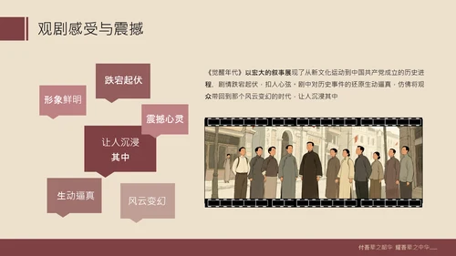 红色复古风红色历史题材觉醒年代青年观后感PPT