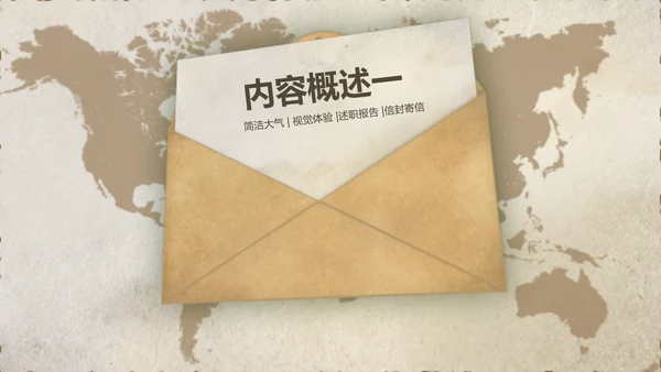 复古大气风格拆开信封ppt动态模板