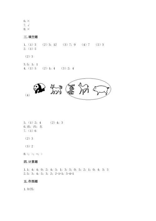 人教版一年级上册数学期中测试卷及参考答案（能力提升）.docx