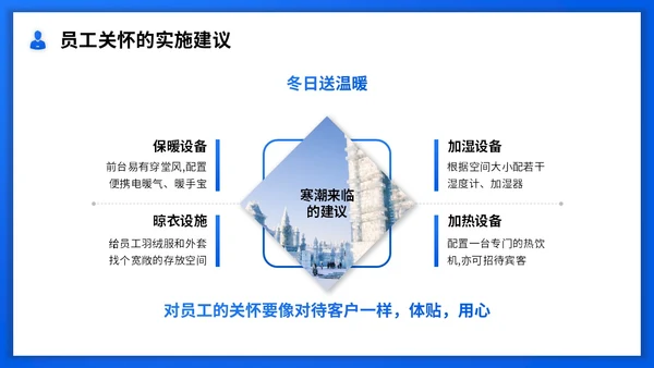 蓝色渐变实拍商务风员工关怀管理员工关怀培训PPT模板