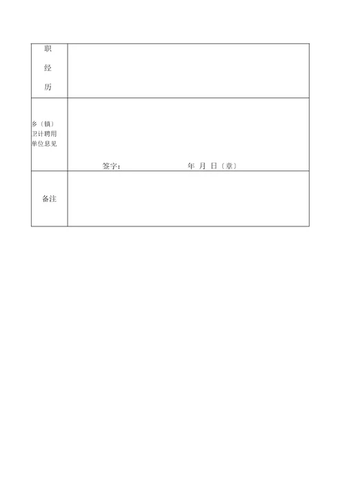 乡村医生执业注册申请审批表