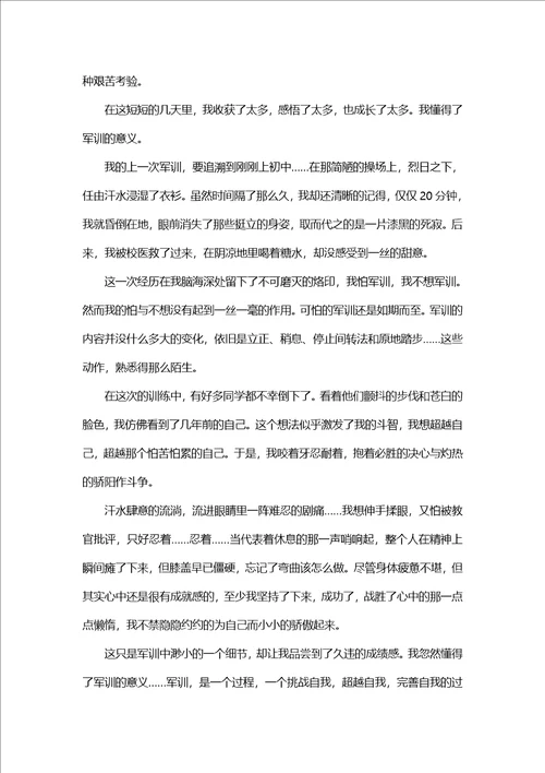 紫帽山军训心得体会范文五篇2022