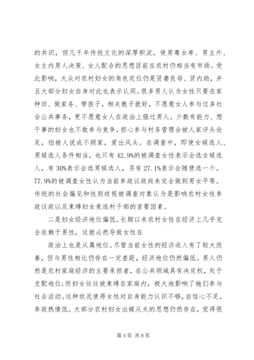 全区妇女参政议政工作情况调研报告.docx