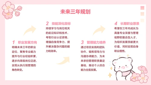 白白熊粉色卡通风求职简历