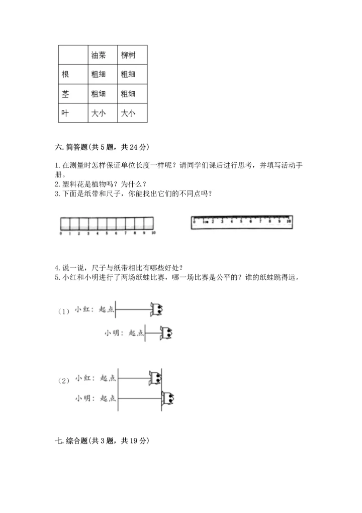 教科版科学一年级上册期末测试卷汇总.docx
