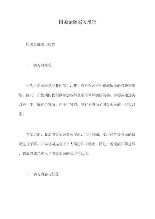 国美金融实习报告