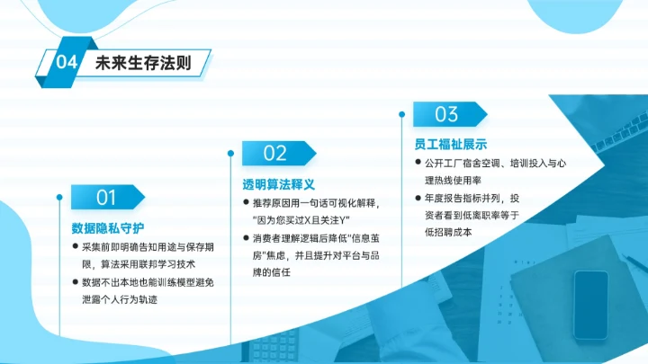 蓝色插画风消费行业变革与新机遇PPT模板