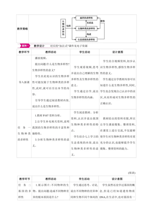 6.2认识生物的多样性【2024秋人教八上生物精彩课堂（素材+教案+导学案）】