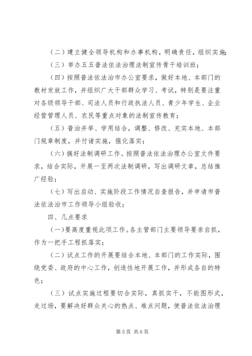 五五普法依法治理试点工作方案.docx