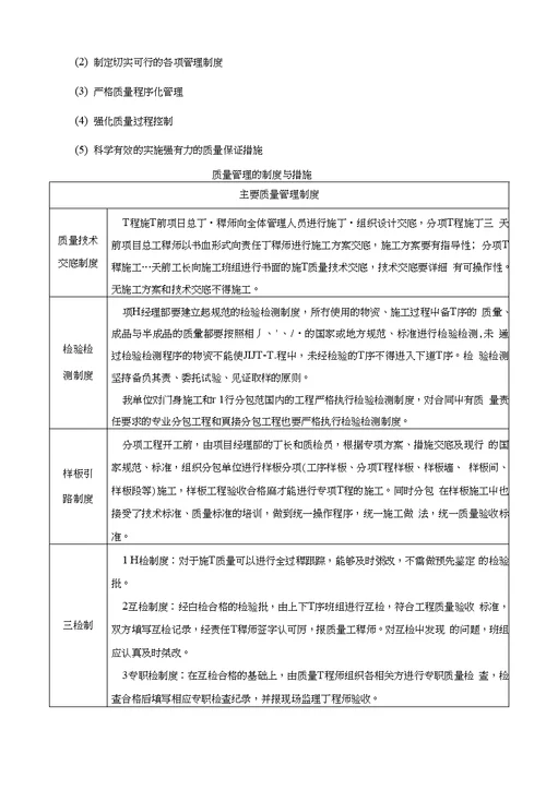 技术标中的各工序协调措施、专业配合措施