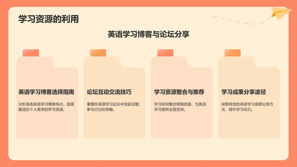 红色插画风学生英语学习成果汇报展示PPT模板