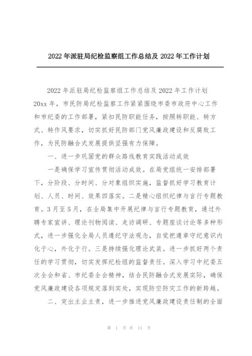 2022年派驻局纪检监察组工作总结及2022年工作计划.docx