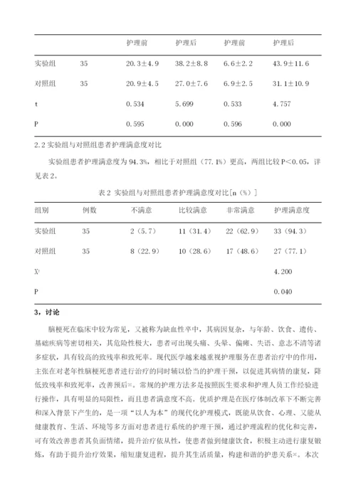 分析老年性脑梗死患者应用优质护理服务的临床效果.docx