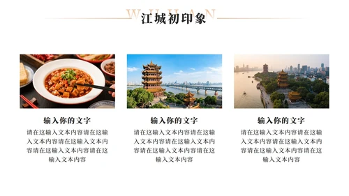 金色实景武汉旅行攻略PPT模板