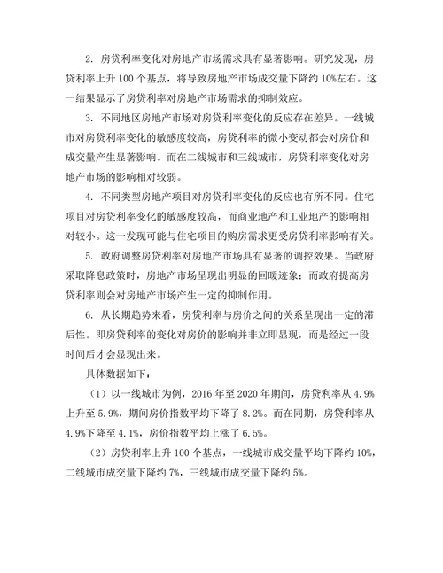 房贷利率变化对房地产市场的影响