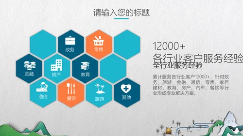 中式微立体层次感手绘山水画通用PPT模板