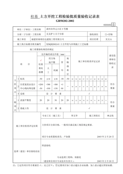 土方开挖工程检验批质量验收记录表.docx