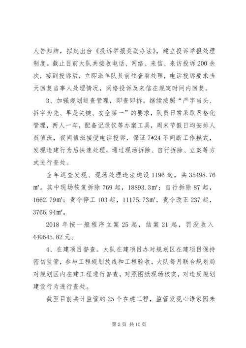 市城乡规划管理监察大队工作总结及XX年工作计划.docx