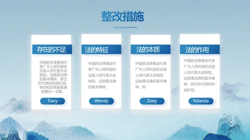 蓝色中国风道德与法治总结PPT