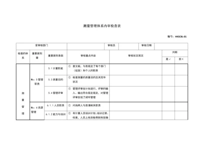 测量管理体系内审检查表.docx