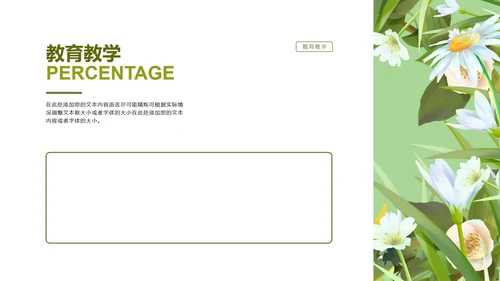 绿色淡雅小清新手绘花朵英语教学PPT模板
