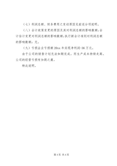 公司亏损情况说明范文.docx