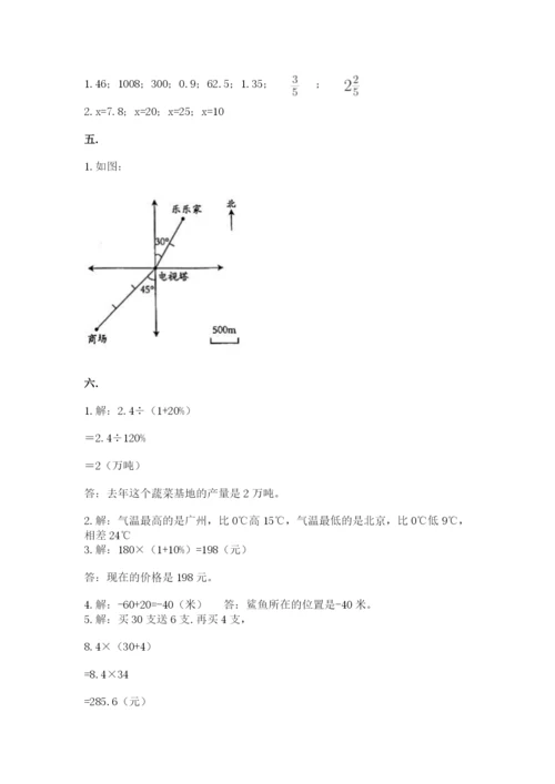 小学六年级数学毕业试题及参考答案【综合卷】.docx