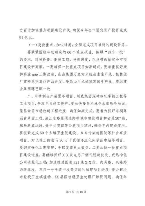 市长在在全市重点项目督查工作会上的讲话.docx