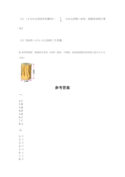 人教版数学小升初模拟试卷含完整答案（必刷）.docx