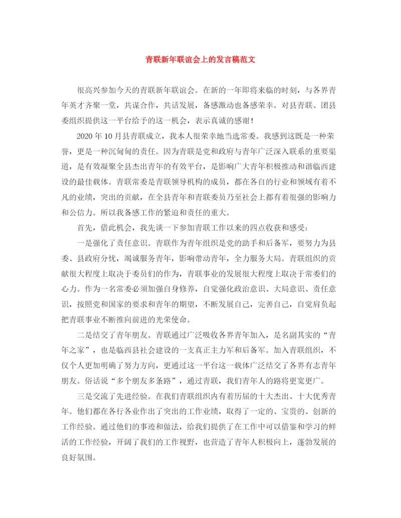 精编之青联新年联谊会上的发言稿范文.docx