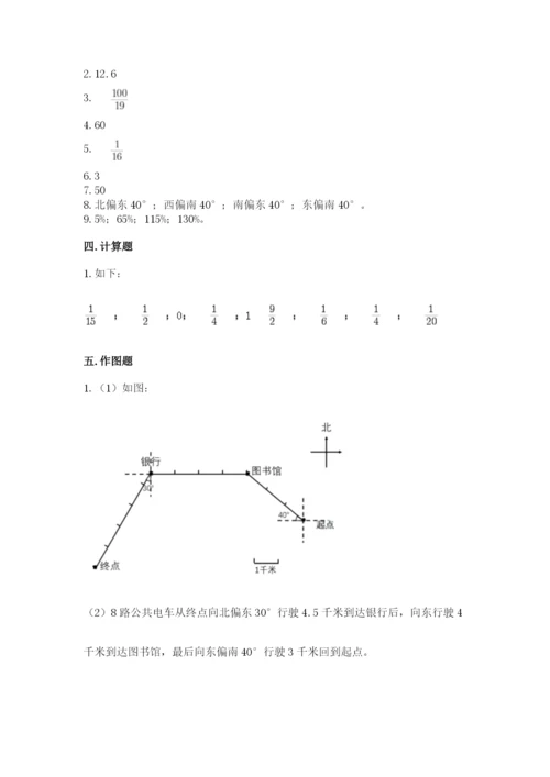 小学六年级上册数学期末测试卷附答案【考试直接用】.docx