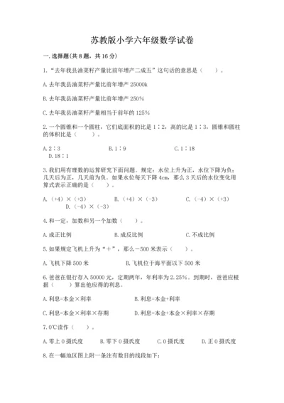 苏教版小学六年级数学试卷附答案【完整版】.docx