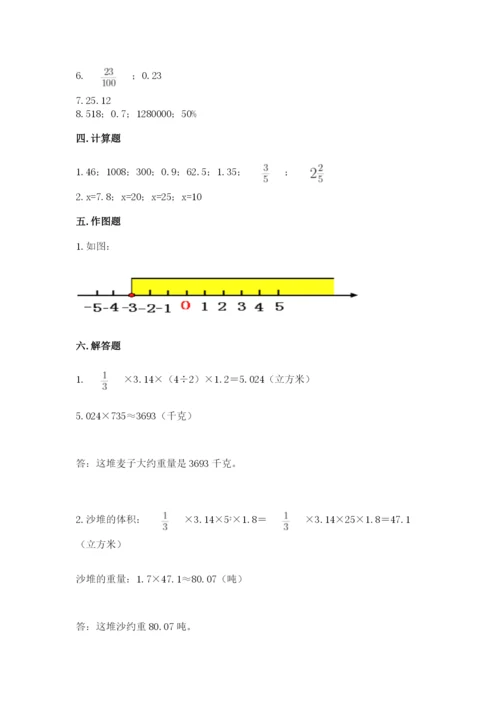 冀教版小学六年级下册数学期末检测试题及答案（全国通用）.docx