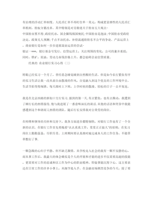 精编农业银行实习参考心得参考范文五篇.docx