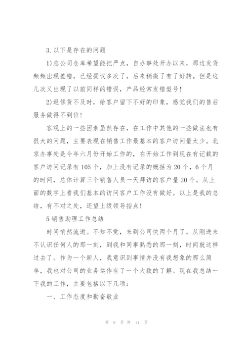 销售助理工作总结优秀大全5篇.docx