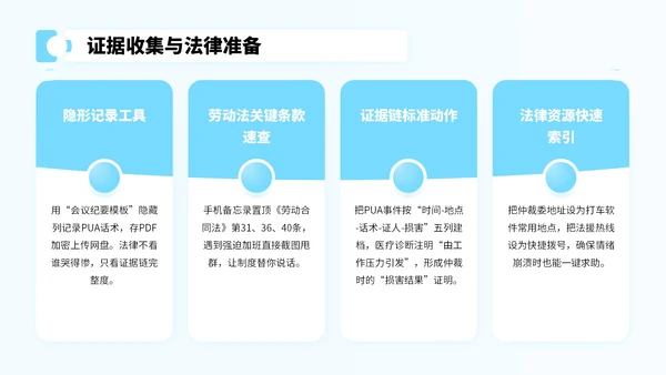 蓝色卡通风反对职场PUA宣传PPT