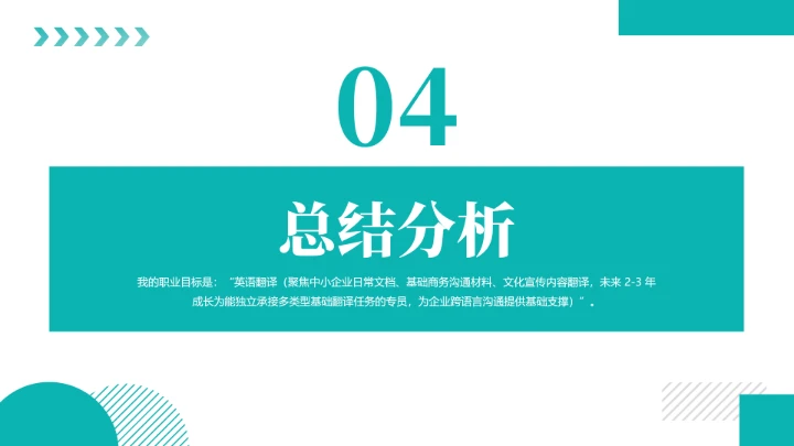 英语专业大学生职业生涯规划发展展示通用PPT模版