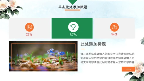 中式水彩画鸟语花香述职报告通用PPT模板