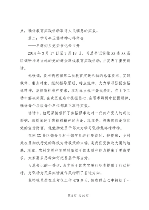 学习牛玉儒精神心得体会.docx