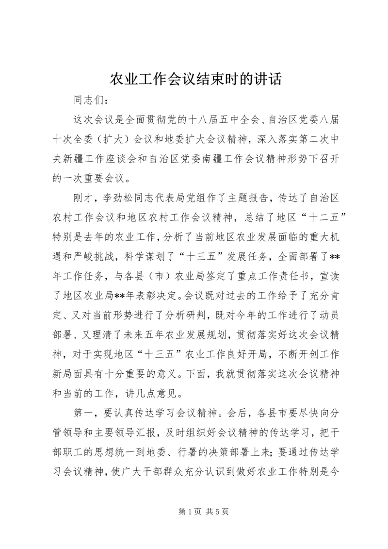 农业工作会议结束时的讲话.docx