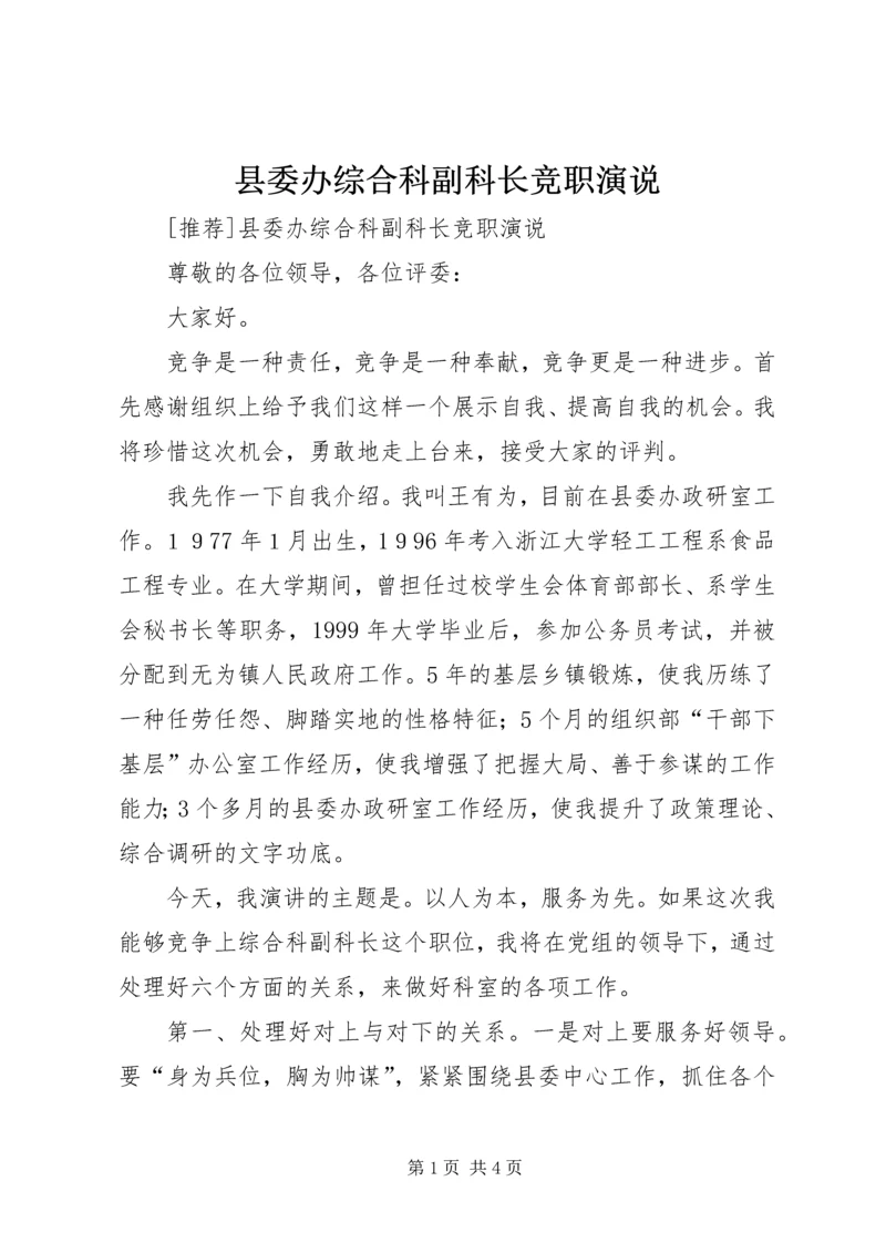 县委办综合科副科长竞职演说 (9).docx