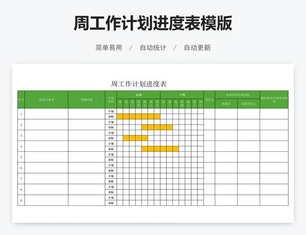 周工作计划进度表模版