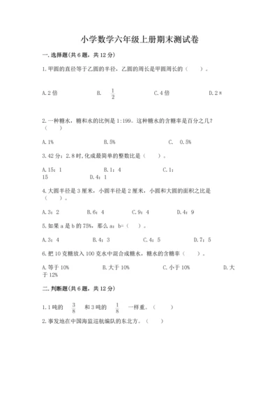 小学数学六年级上册期末测试卷含完整答案（网校专用）.docx
