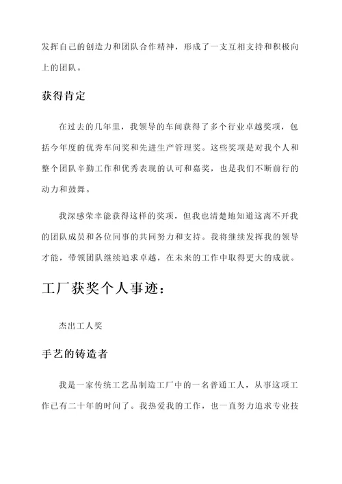 工厂获奖个人事迹