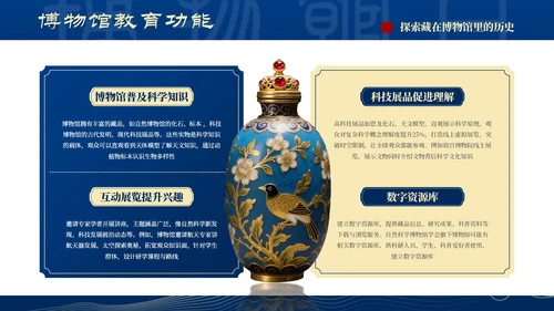 深蓝色国风国际博物馆日PPT模板